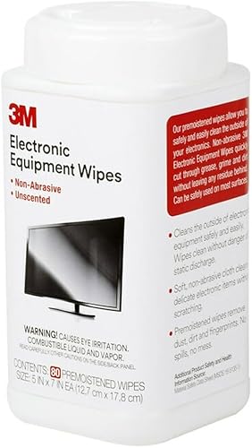 Miniatura 5 de 3M Toallitas de limpieza para equipos electrónicos, 1 capa, 5.5 x 6.75, sin perfume, blanco, 80bote