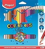 Multicolor Maped - estuche de 24 lápices de colores triangulares colorpeps. mina blanda y resistente.