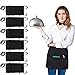 Ruvanti Black Waitress Apron - 6 Pack Cotton Enriched Waist Apron with 3 Pockets- Long Ties,Extra Coverage, Commercial Grade Server Aprons. Durable Fabric, Comfortable Half Apron/Money Apron