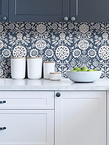 NuWallpaper NUS4031 Navy Anya Peel & Stick Wallpaper, Blue - Thumbnail 3