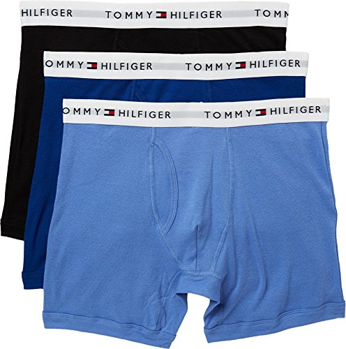 Tommy Hilfiger Men's 3-Pack Cotton Boxer Brief, Ink Blue, Medium
