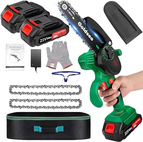 Akku Kettensäge 6 Zoll, Goldsea Mini Kettensäge mit Akku 2 x...