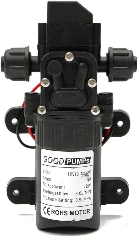 Mini Submersible Portable Electric Water Pump DC 12V 130PSI 6L/Min Water High Pressure Diaphragm Water Pump Self Priming Pump Automatic Switch(Straight)