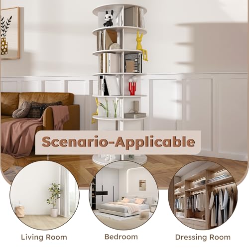 6-Tier Rotating Shoe Rack Tower, 360° Spinning Shoe Organizer for 24 Pairs, Freestanding Revolving Storage Rack, White Spinning Organizer, Display Storage Rack, for Corners, Closets - Image 4