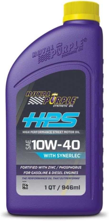 Royal Purple 31140 HPS 10W-40 High Performance Street Synthetic Motor Oil with Synerlec - 1 qt.