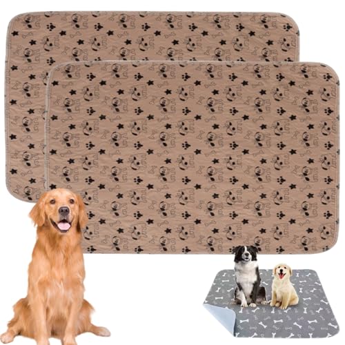 Super Absorbent Reusable Pet Pads, Puppy Pee Pad with Pheromones for Dogs, Reusable & Washable (Brave Beige - Two Pack,XL 32x35 inches)