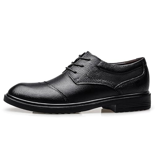 Vestido Oxford Para Homens Lace Up Round Toe Couro Cap Toe Derby Sapatos Sola De Borracha Antiderrap