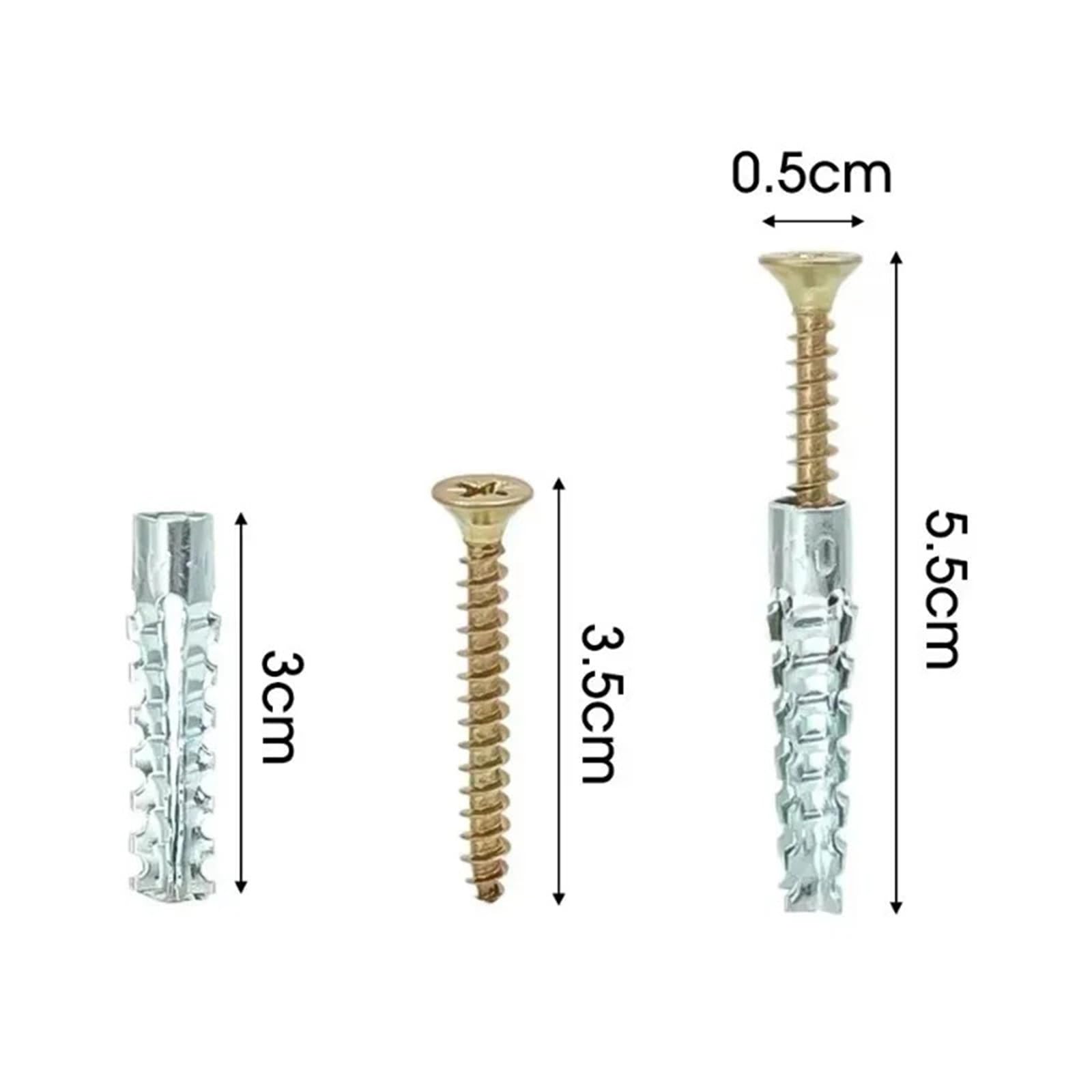 Lfang-Boulons à Cinq pans Metal Expansion Tube Self Tapping Screws Sets Drilling Plug Screw for Concrete Wall Anchors Fasteners Bolts Kits, Durable et résistant à la Corrosion(50 Sets)