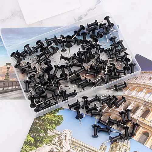 Yalis Push Pins 100-count Black Thumb Tacks Standard Dark Pushpins Steel Point and Plastic Head - Thumbnail 2