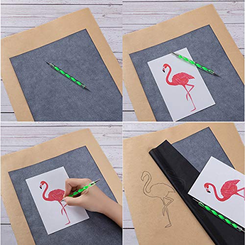 150 Pieces Black White Carbon Transfer Paper Set Tracing Paper Carbon Graphite Copy Paper with 5 PCS Embossing Stylus Dotting Tools for Wood, Paper, Canvas, Cloth, 11.7 x 8.3 Inch