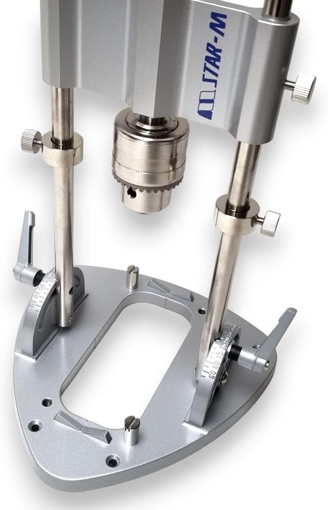 STAR-M Drill Stand RULO 50R - Aluminum - Compatible with Drill/Driver 14.4V or Above - Includes Chuck Handle, Key Holder