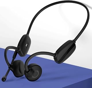 Bone Conduction Headphones Bluetooth with Noise-Canceling Boom Microphone Wireless Open Ear Lightweight Office Headset for Home Education Conference Calls Online Teaching Learning Running Hiking