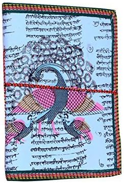 Purpledip Handmade Paper Diary/Journal/Notebook With Peacock Painting In Traditional Indian Design; Cotton String For Locking In Antique Style (10497)