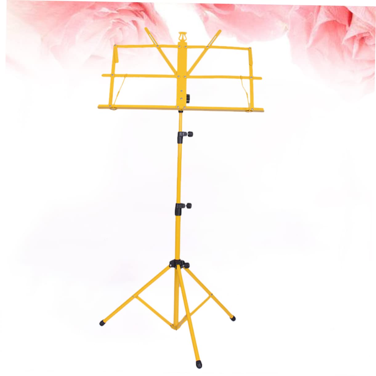 Kisangel Sheet Folding Music Tripod Stand Height Metal Music Stand Holder for Easy Carrying Lightweight Design for Guitar Parts and Accessories Yellow