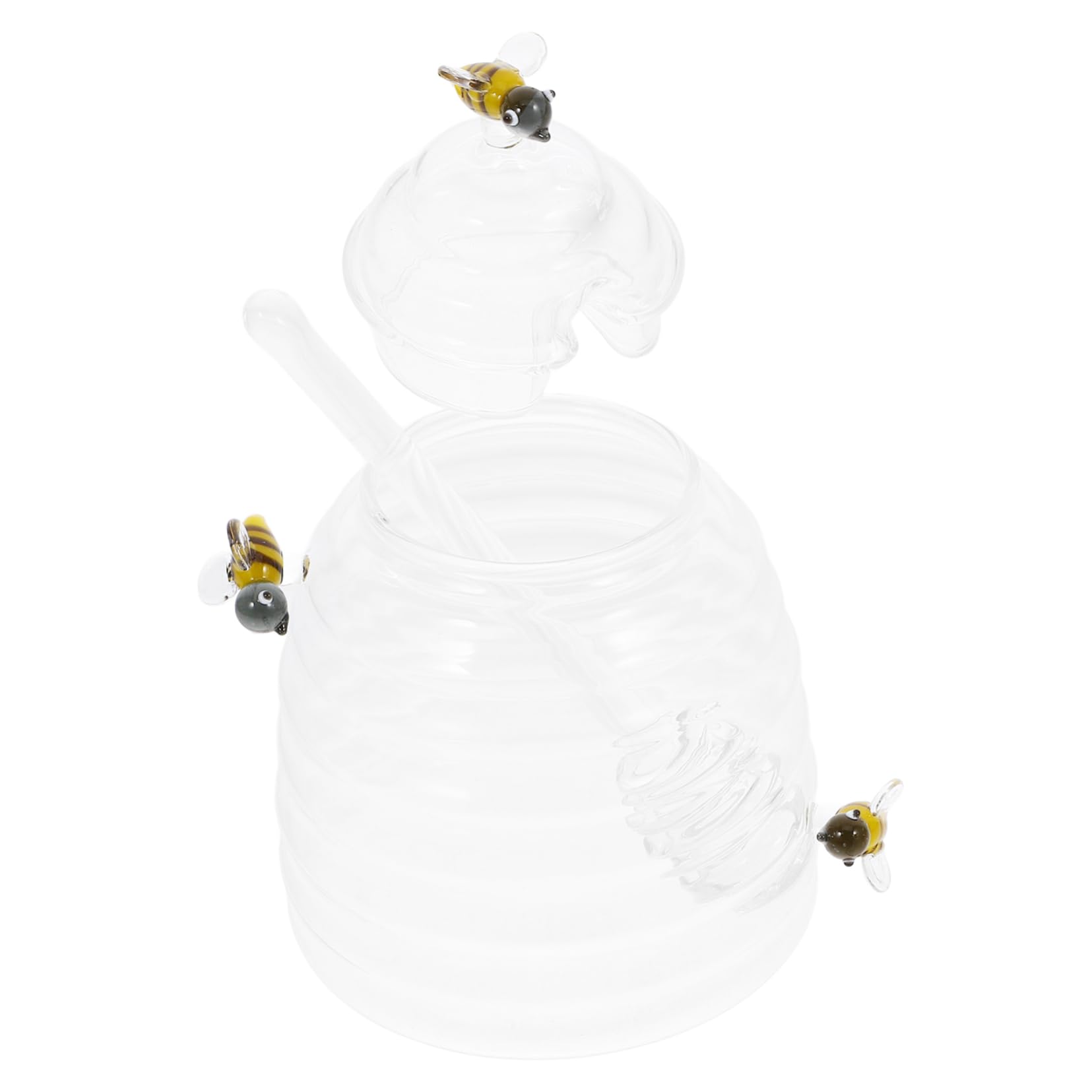 Garneck Glass Honey Dispenser Pot Honey Jar Honey Dippers Jar Lid Honey Mixing Stick