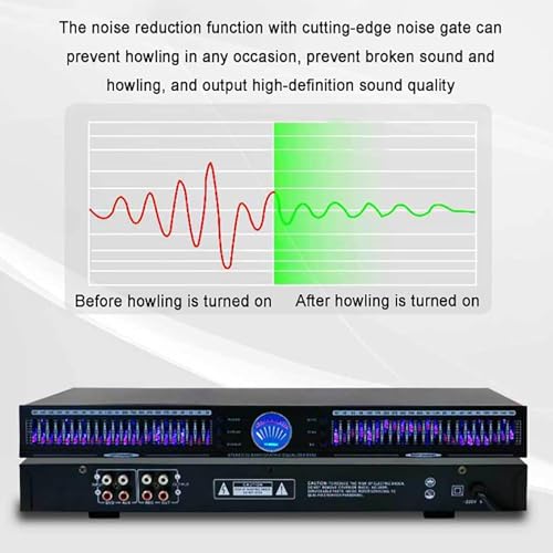 Ecualizador de Audio Profesional, Ecualizador Gráfico Estéreo de 22 Bandas con 10 Efectos Preestablecidos y Reducción de Ruido, Ajuste Independiente de Graves/Medios/Agudos, para Estudio de Grabación, Bar y Escenario miniatura 5