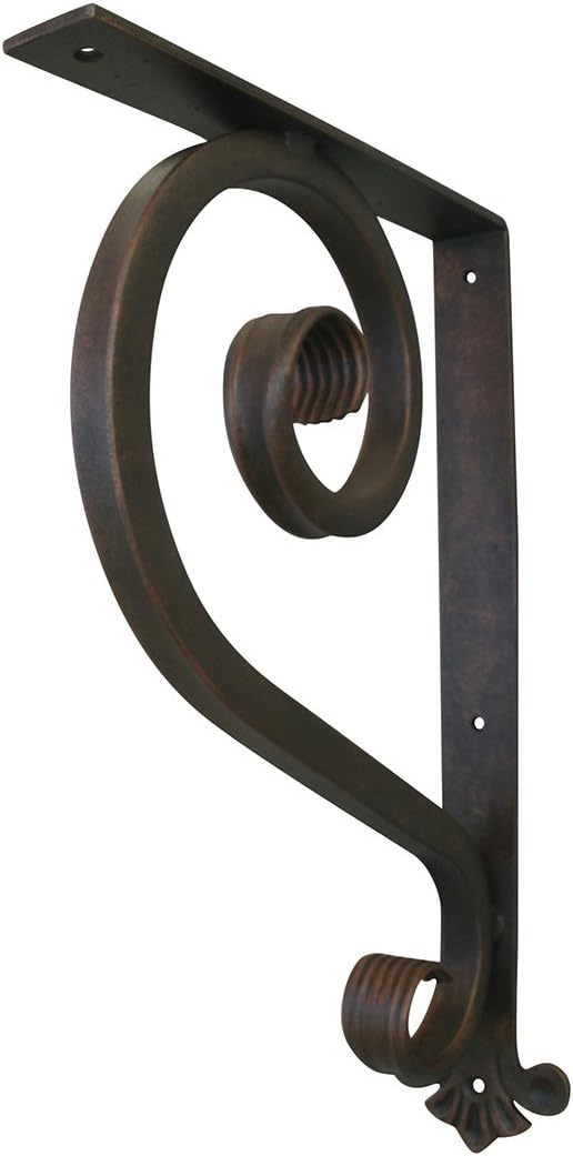 Shoreline Large Wrought Iron Support Bracket- Unique Heavy Duty Decorative Angle Support 11”X 22”-Old Copper