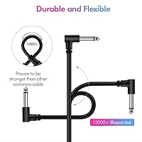 Vista 4 de Paquete de 3 cables de conexión de guitarra de 6 pulgadas, cables negros de efecto de pedal de ángulo recto