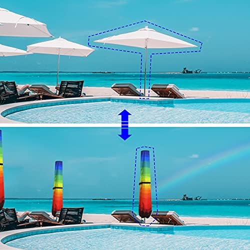 Daily Treasures Rainbow Parasol Cover, 420D Oxford Fabric Umbrella Covers Waterproof with Telescopic Rod-Outside Parasol Cover Fits 8ft to 11ft Garden Outdoor Umbrella, Windproof & Dustproof