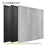 Charm & Maigc Extra Large Microfiber Cleaning Cloths for All Type of Screens-3 Pack(2 Black + 1 Grey, 16 x 16 inches)
