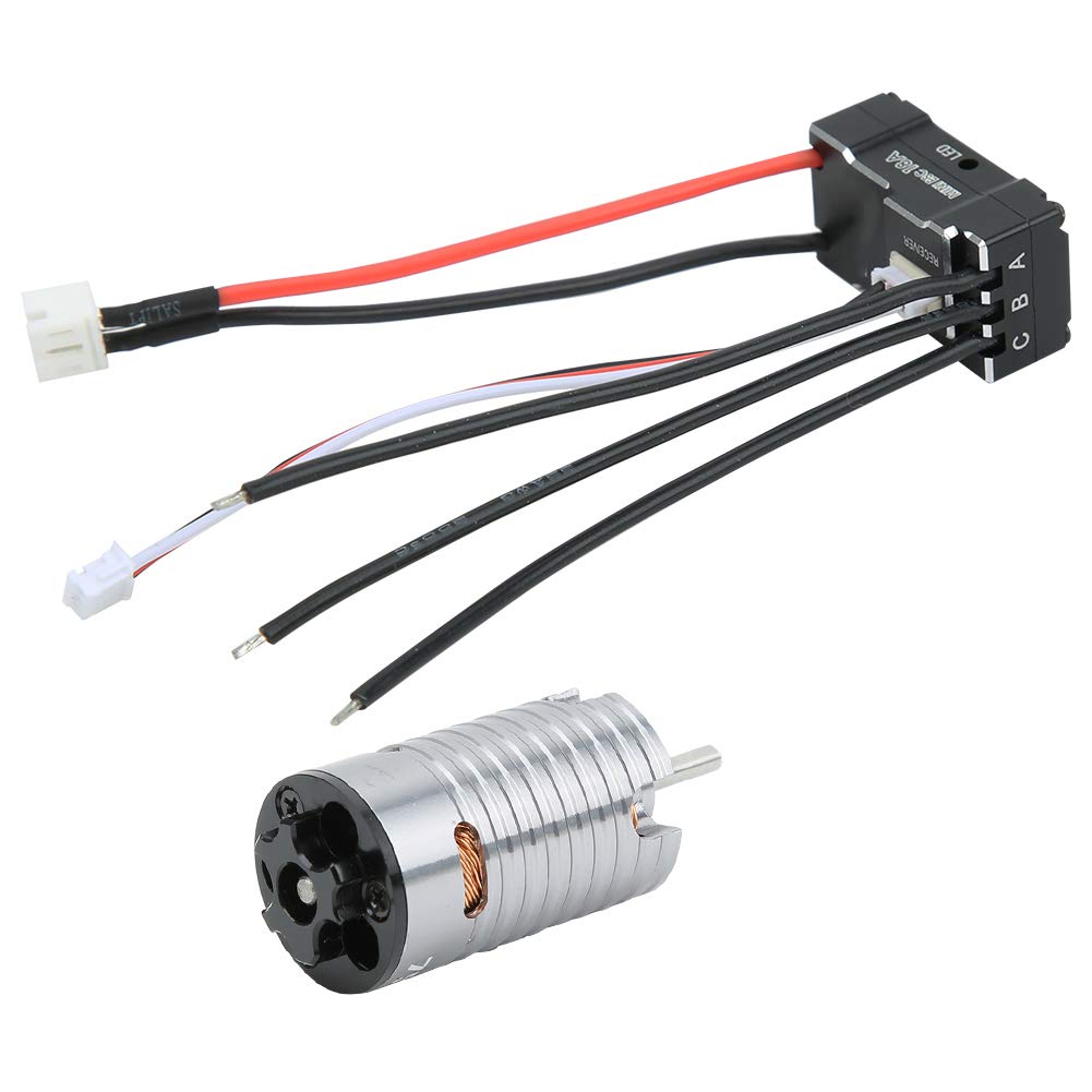 Dilwe 1410 Bezszczotkowy Silnik ESC Zestaw Metalowa część RC 18A Bezczujnikowy ESC 2-biegunowy 3-gniazdowy Silnik CNC Aluminiowe Rozpraszanie Ciepła dla Samochodów 1 24 1 28 32 RC Mini Z (Kolor