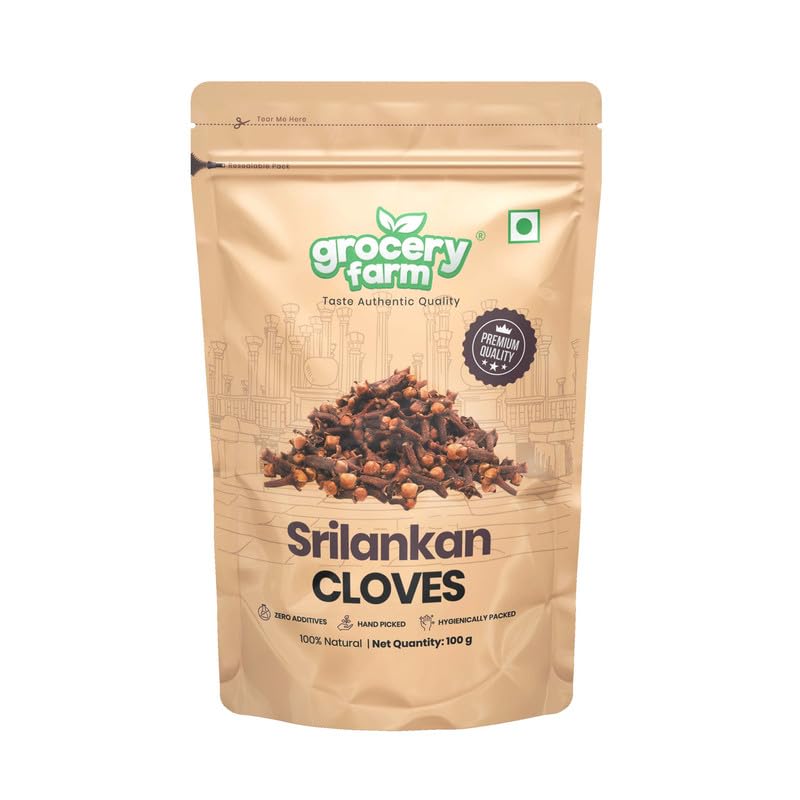 Grocery Farm Sri Lankan Cloves | Rich Aromatic Whole Laung with Warm Flavors | Digestive & Oral Health Support | 100% Natural Lavang | Pack of 1-100 gm