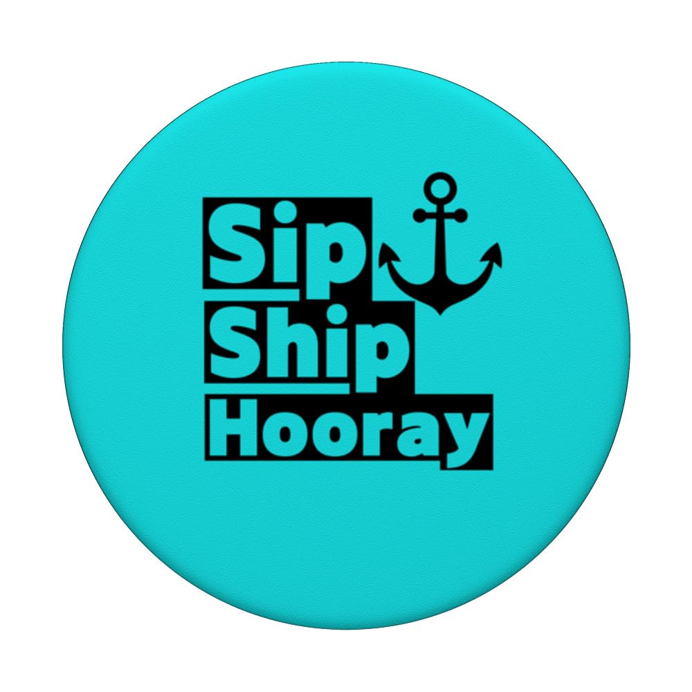 Sip Ship Hooray, funny, Booze Cruise Ship PopSockets Swappable PopGrip, Black - Image 3