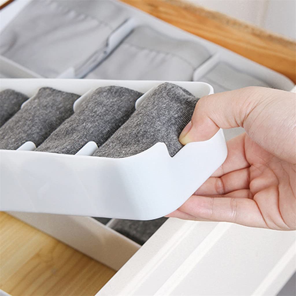 Griglia Organizzatore Scatola portaoggetti Contenitore Cravatta Reggiseno Calzini Cassetto Divisore cosmetico Cucina per Donne Scatole portaoggetti per Ragazze Custodia per Guardaroba (Argento)