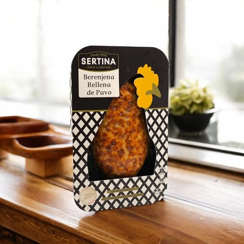 Sertina Berenjenas Rellenas con Carne de Pavo, Pack de 6 x 350g - Comida Gourmet Lista para Comer, Berenjenas, Pavo Picado, Mozzarella, Receta Tradicional, Ingredientes Naturales