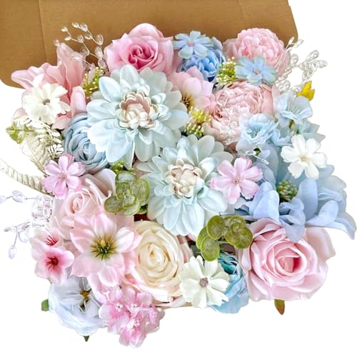 Artificial Flowers Combo Box Set Baby Blue Pink...