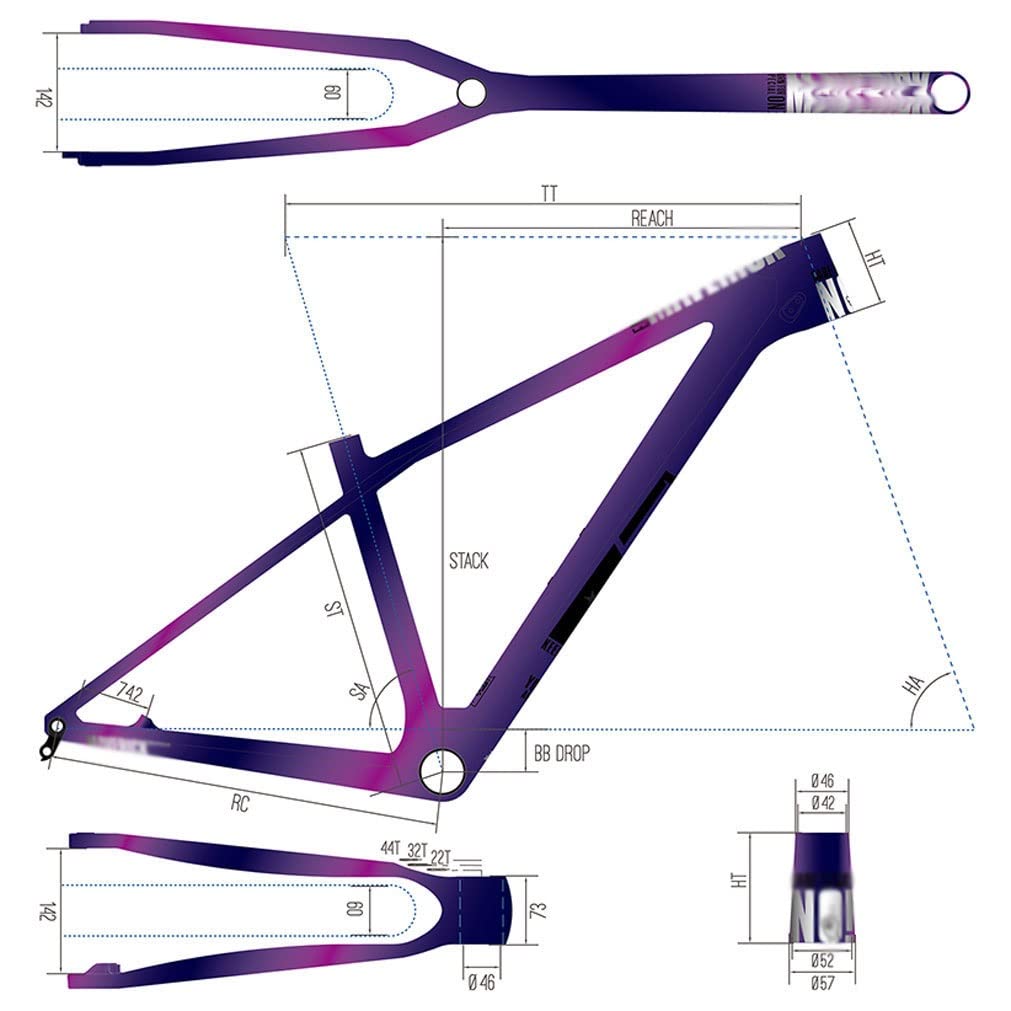 QHIYRZE Discoloration Mountain Bikes Frame 27.5er Hardtail Mountain Bikes Frame Carbon Fibre Disc Brake 15''/17''/19'' Bicycles Frame Thru Axle 12x142mm (Color : Colorful, Size : 27.5 * 15'')