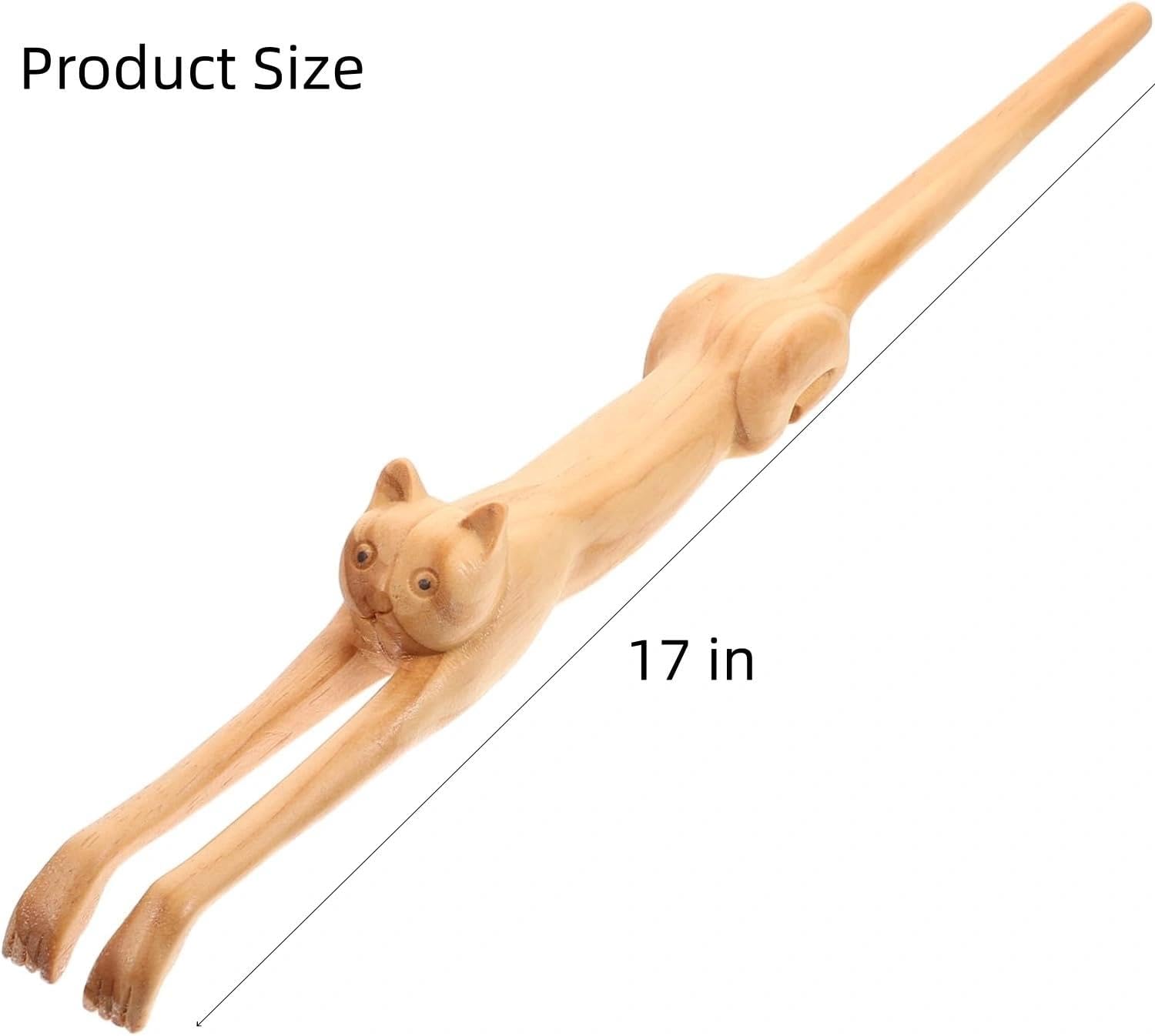 Cat Shaped Back Scratcher, 17 Inch Handheld Manual Itch Reliever with Long Handle, Funny Cat Massager and Body Scratcher for Scalp, Head, Back, and Foot