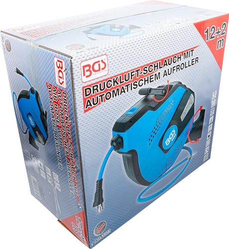 BGS 3323 | Druckluftschlauch mit Aufroller | automatisch | 12 m + 2 m