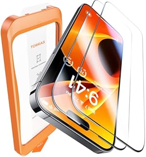 TORRAS [Full Screen Tempered Glass for iPhone 15 Screen Protector [8FT Military Shatterproof] [9H Anti-Scratch] [No Bubbles No Dust] Longest Durable Screen Protector iPhone 15 Glass (2 Pack)