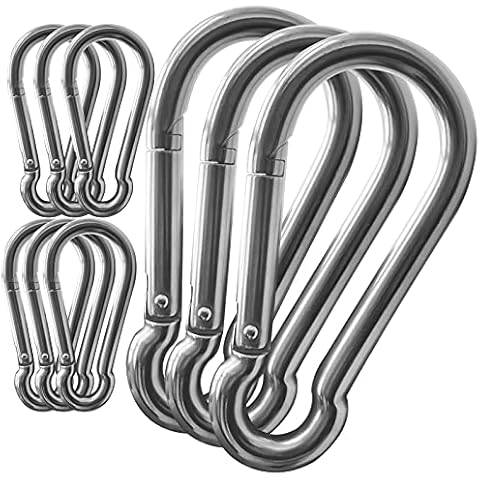 10Pack 5.5 Inch Spring Snap Hooks, Heavy Duty Carabiner Clips for Swing, 12MM 1/2” Quick Chain Link Buckle Clip Keychain Carabiners for Hammock Fitness Gym Boating-1350lbs Capacity Cover