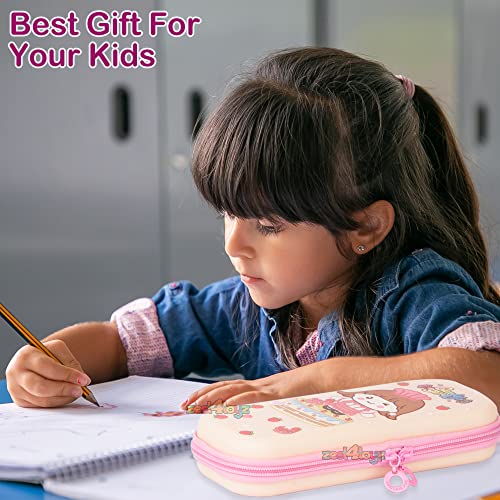 Image of Zest 4 Toyz Pencil Pouch for Girls for School | 3D Cover EVA Cute Girl Theme | Compass Box Organizer | Large Capacity Pencil Pouch Bag | Premium Stylish Pen Holder Pencil Box for Kids | Return Gifts