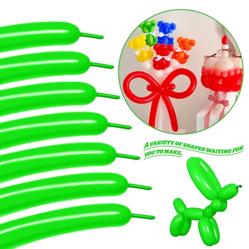 Image of LXZFCRG 260 Balloons Green Long Balloons for Balloon Animals, Thickening Long Skinny Latex Twisting Balloon for Balloon Garland Halloween Party Suppies Birthday Wedding (Green)