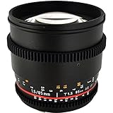 Rokinon CV85M-C 85mm t/1.5 Aspherical Lens for Canon with De-Clicked Aperture and Follow Focus Compatibility Fixed Lens