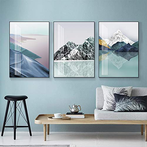 Peinture art mural montagne et rivière abstraite pour la décoration du salon