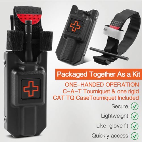 TRSAIM Tourniquet Case with One-Handed Operation Tourniquet,Tourniquet Case Included Rescue Medical Tourniquet,Tatical Pouch Kit for Emergency First Aid (Black)