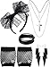 80s Costume Accessories, Fishnet Gloves Lace Headband Earrings Necklace Bracelet (Black)