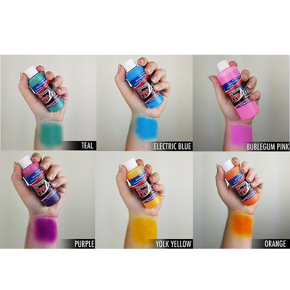 ProAiir Face and Body Painting Makeup - 6 Tropical Colors - 2.1 oz (60ml)