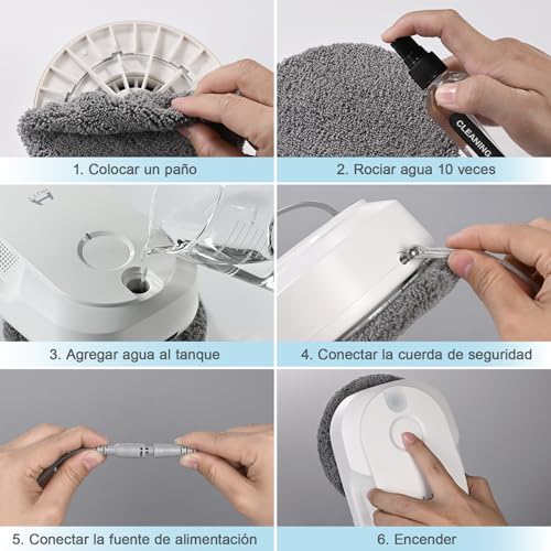 HUTT DDC56 Robot Limpiacristales, Robot Limpiador de Ventanas Automático con Control Remoto - Sistema de Pulverización Bidireccional, Navegación Inteligente y Seguridad Anticaídas - imagen 8