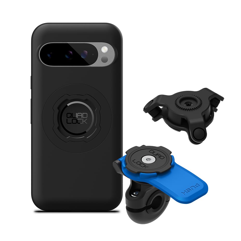 Quad Lock Mirror Motorcycle Phone Mount with Vibration Dampener and MAG Phone Case for Pixel 9/9 Pro