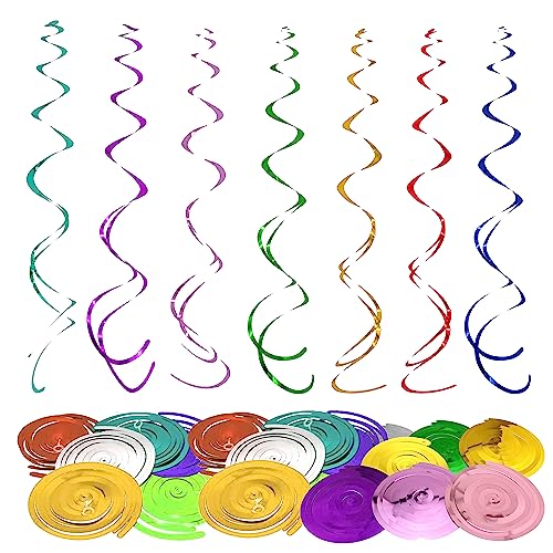 Deckenhänger 36 Stück Spiral Girlanden Hochzeit hängende Banner Hochzeitsdeko Partydeko Girlande Türkis für Hochzeit Party Geburtstag Valentinstag Willkommen Zuhause (Bunt)