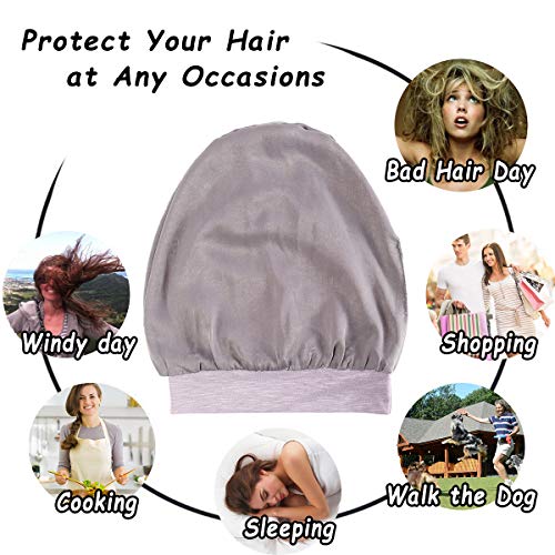 Slap Night Cap Sleep Hat Beanie - Pink Women Organic Bamboo Satin Silk Lined Bonnet Surgical Cap Summer Scarf Hair Cover for Lady Lightweight Light Thin Jersey Chemo, Gifts for Women