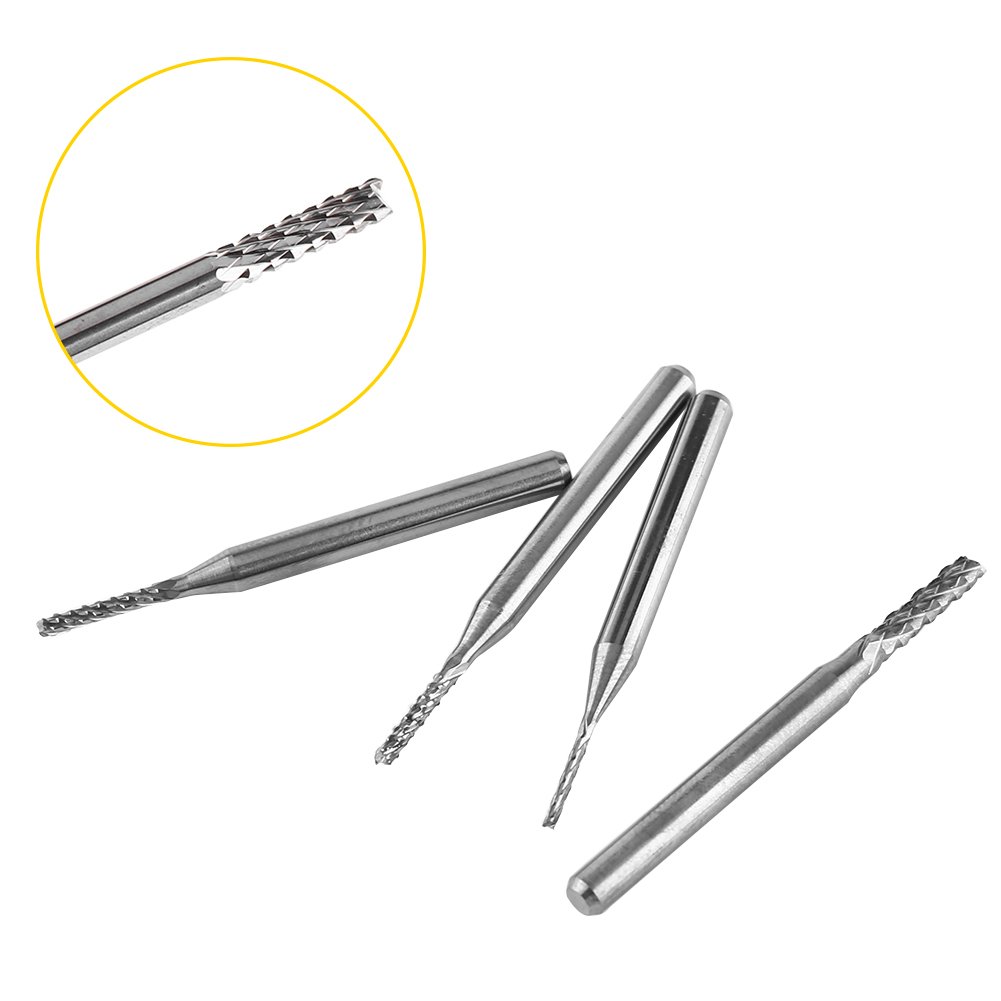 Lot de 10 Fraises en Carbure de Tungstène 1,0 Mm 1,5 Mm 2,0 Mm 2,5 Mm 3,0 Mm Diamètre de Coupe pour Circuits Imprimés Plastiques Acier Inoxydable et Cuivre