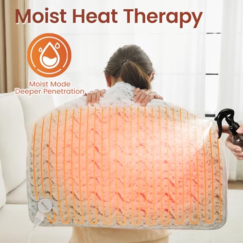 Image of Bearhug XL Electric Heating Pad 20''x24'' Double-Sided Faux Fur Heated Pad, 6 Heat Levels, 2H Auto-Off, Moist & Dry Heat Therapy for Back Pain Relief, Machine Washable, ETL Certified, Gift Box