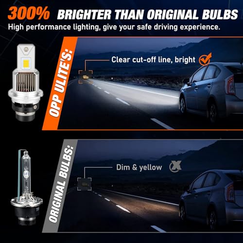 Bombillas LED D4S de 35W y 9000lm para faros de coche compatibles con balasto original 3