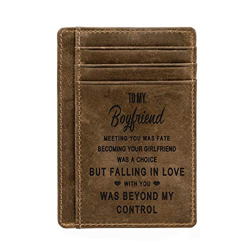 K KENON Engraved Pocket Wallet For Men,Personalized Minimalist Slim Leather Pocket Wallet for Husband Son Birthday Christmas Gift (For Boyfriend) - Image 3